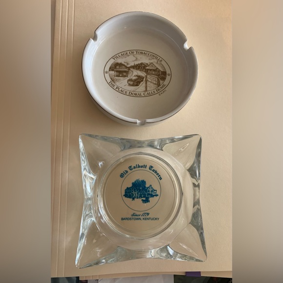 2-Vintage Ashtrays Tobaccoville Doral cigarette and Old Talbots Tavern KY - Picture 1 of 6